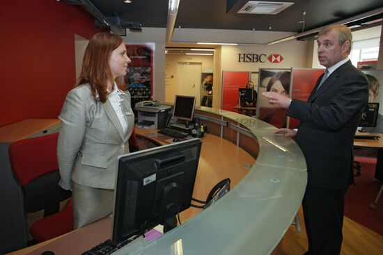 Prince Andrew visits HSBC Bank branch office in St. Petersburg