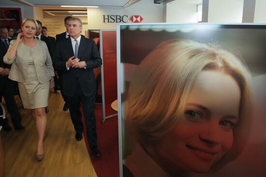 Prince Andrew visits HSBC Bank branch office in St. Petersburg