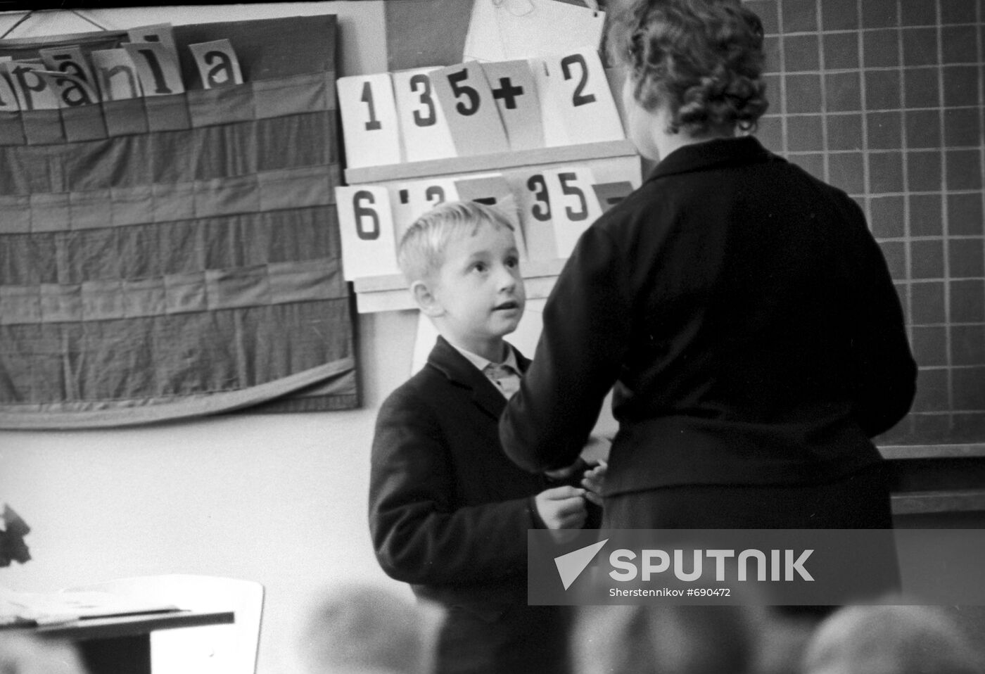 First grader and teacher