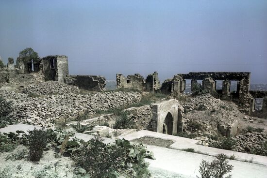 Ruins of the Khan Palace in citadel of Naryn-kal