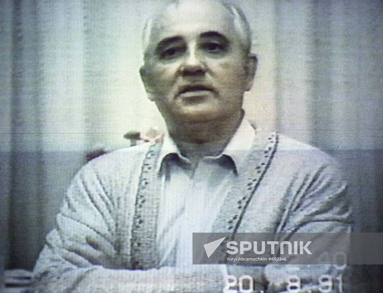 Shot from USSR President M. Gorbachev's video address