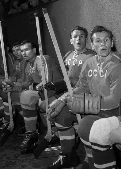 hockey players Mayorov, Starshinov, Almetov