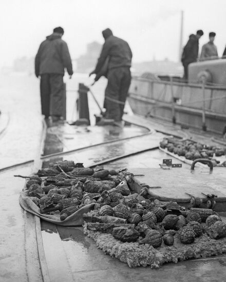 Disposal of explosive devices found in Riga port