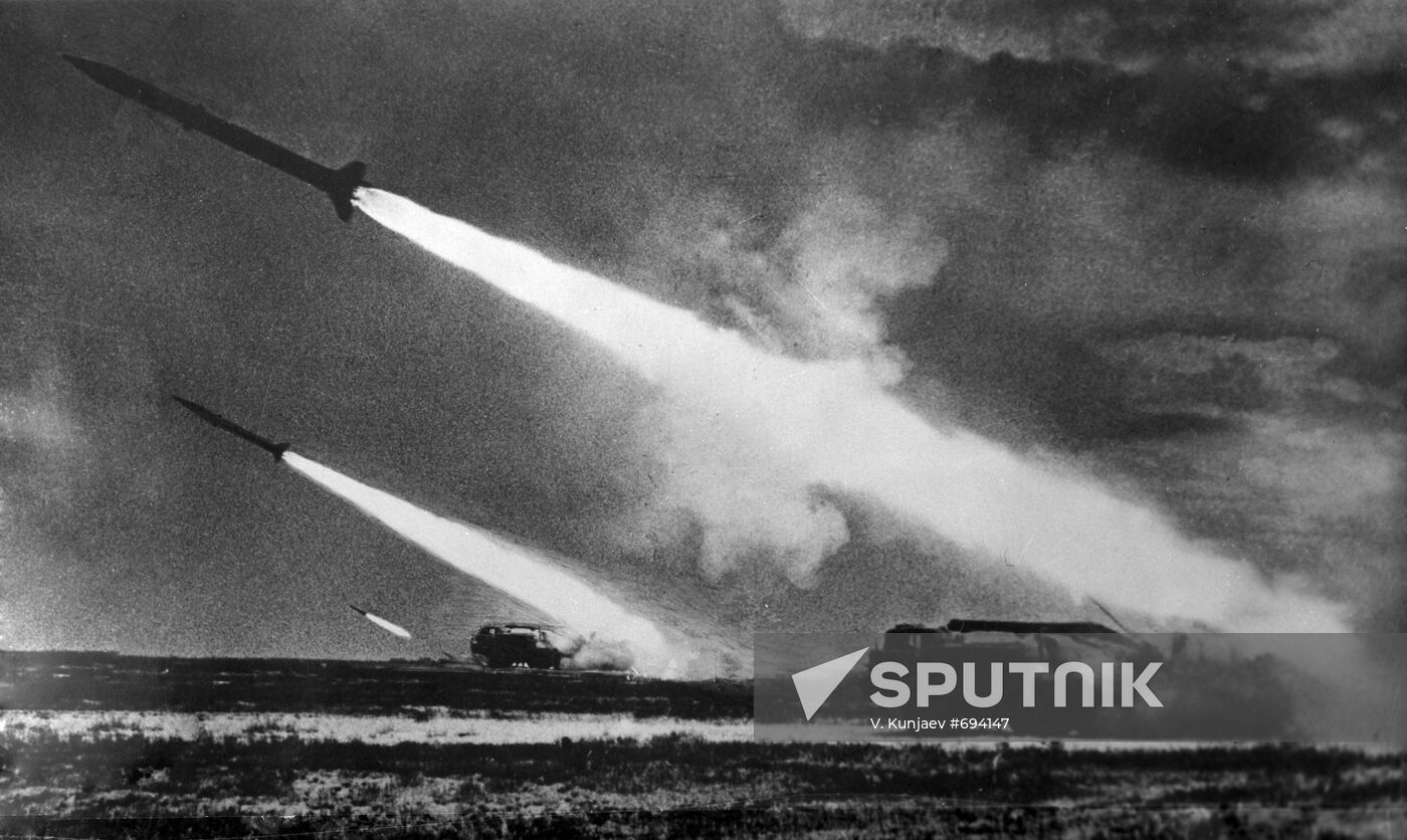 Salvos of rocket launchers