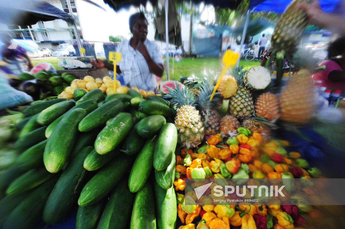 Vegetables and fruit in the city market