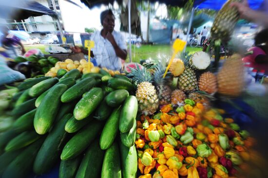 Vegetables and fruit in the city market