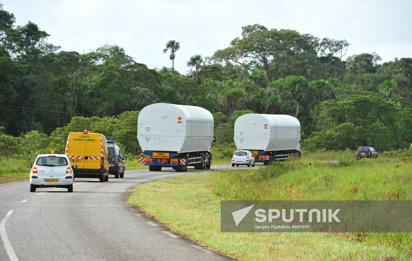 Transportation of missile sections.