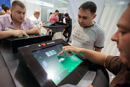 Visitors attend Russian Gaming Week exhibition