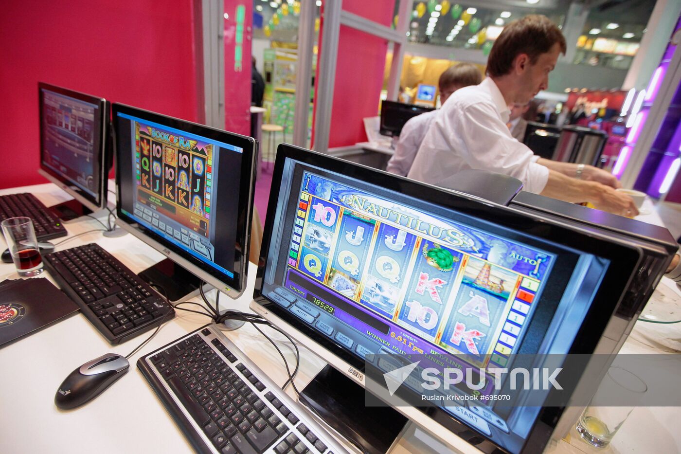 Visitors attend Russian Gaming Week exhibition