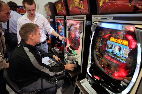 Visitors attend Russian Gaming Week exhibition