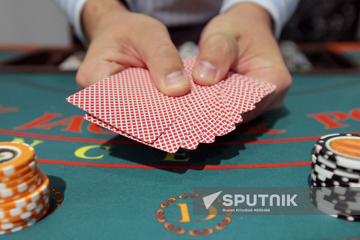 Gambling table displayed at Russian Gaming Week exhibition