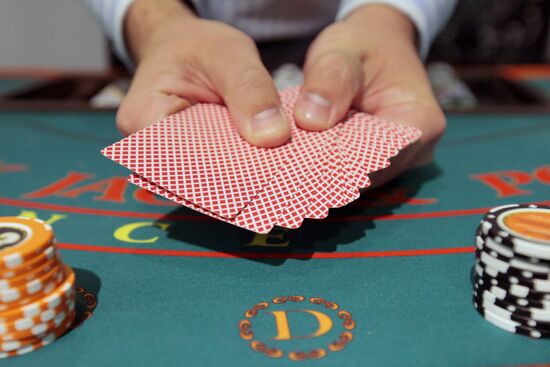Gambling table displayed at Russian Gaming Week exhibition