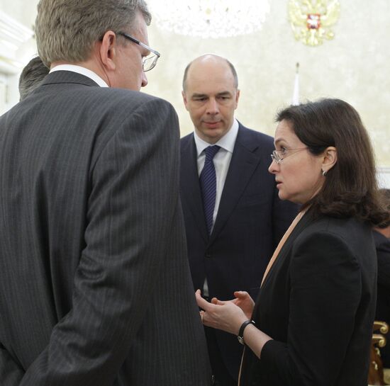 Alexei Kudrin, Anton Siluanov and Elvira Nabiullina
