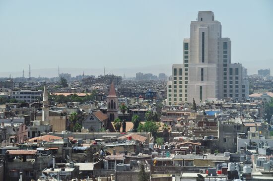 View on Damascus from hotel Blue Tower
