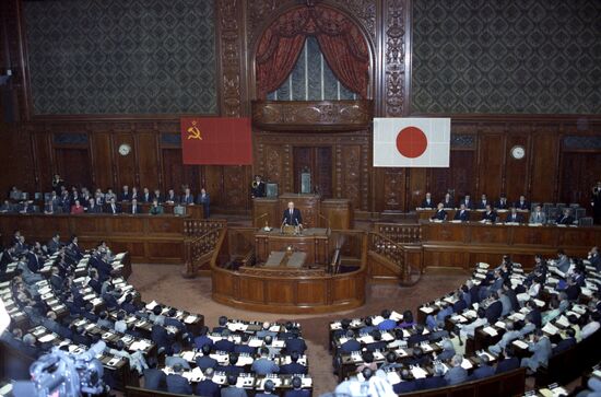 USSR President Mikhail Gorbachev visits Japan