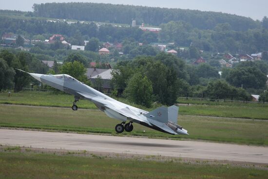 Test flight of T-50, fifth generation fighter aircraft