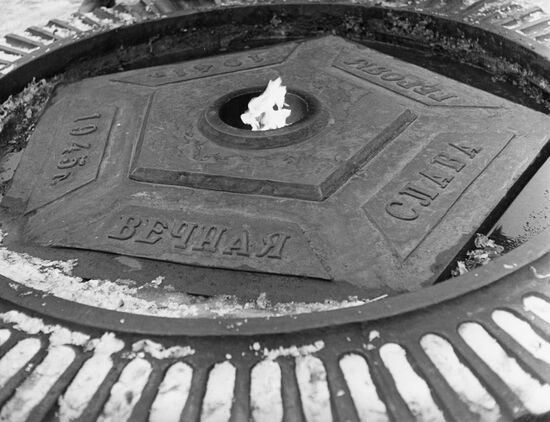 Eternal fire on grave of Guards in Koenigsberg