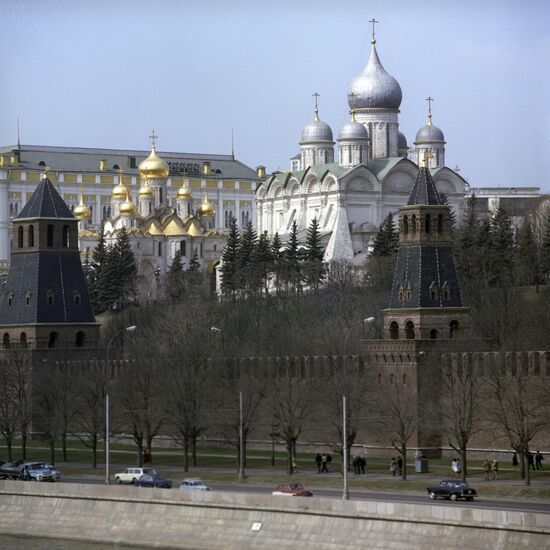 View of the Moscow Kremlin from the Moskva River embankment