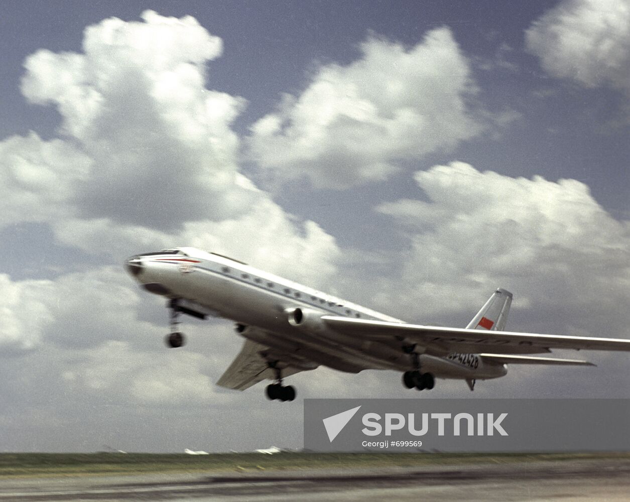 Tupolev 104 aircraft taking off