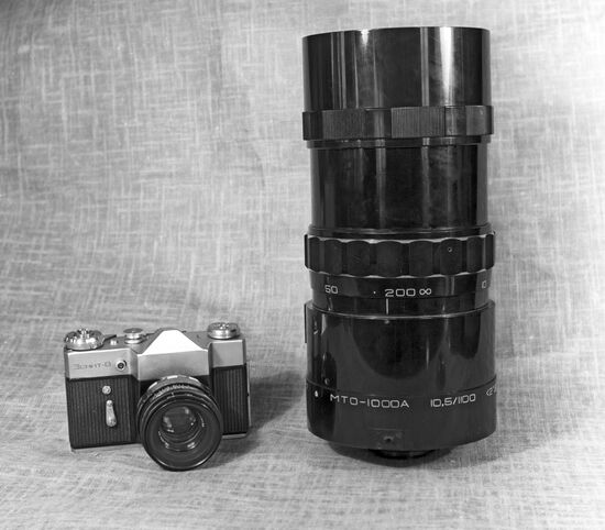 Soviet camera Zenit-V and lens MTO-1000A