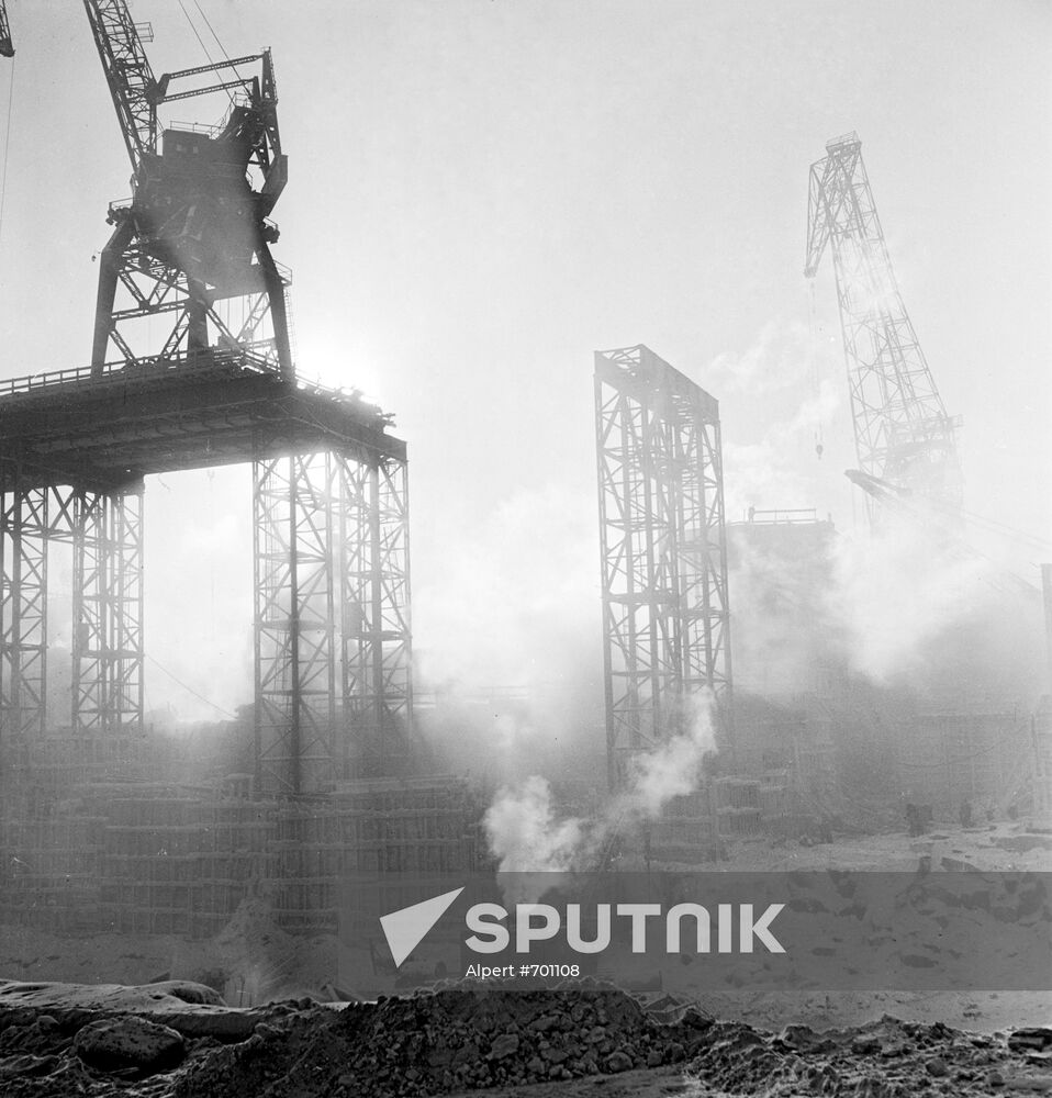 View of Bratsk Hydro Power Plant construction