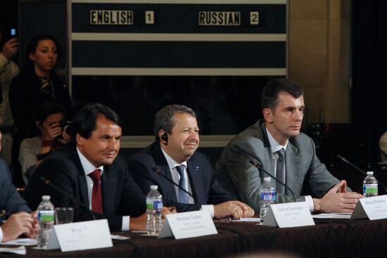 Rustam Tariko, Zakhar Smushkin and Mikhail Prokhorov