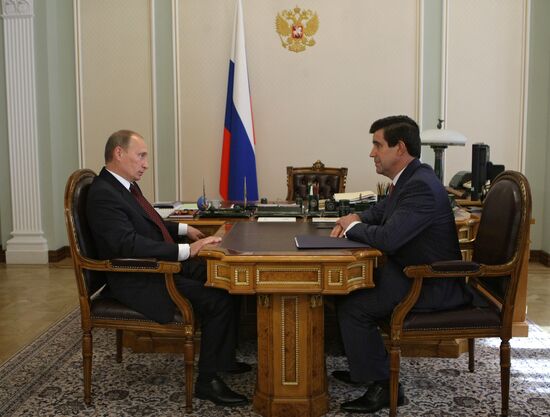 Vladimir Putin at working meeting with Alexander Koval