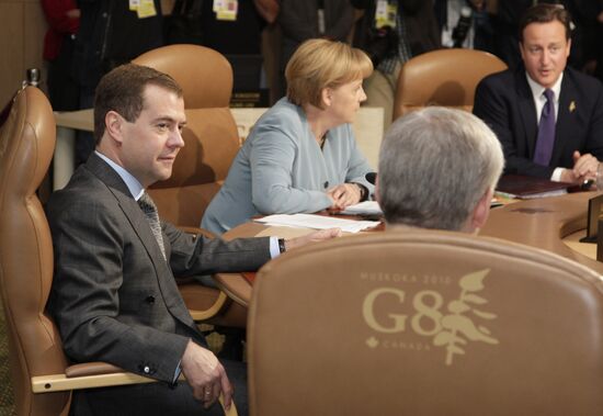 Dmitry Medvedev at the G8 Summit in Canada. Second day