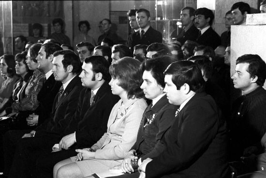Soviet youth at celebratory rally
