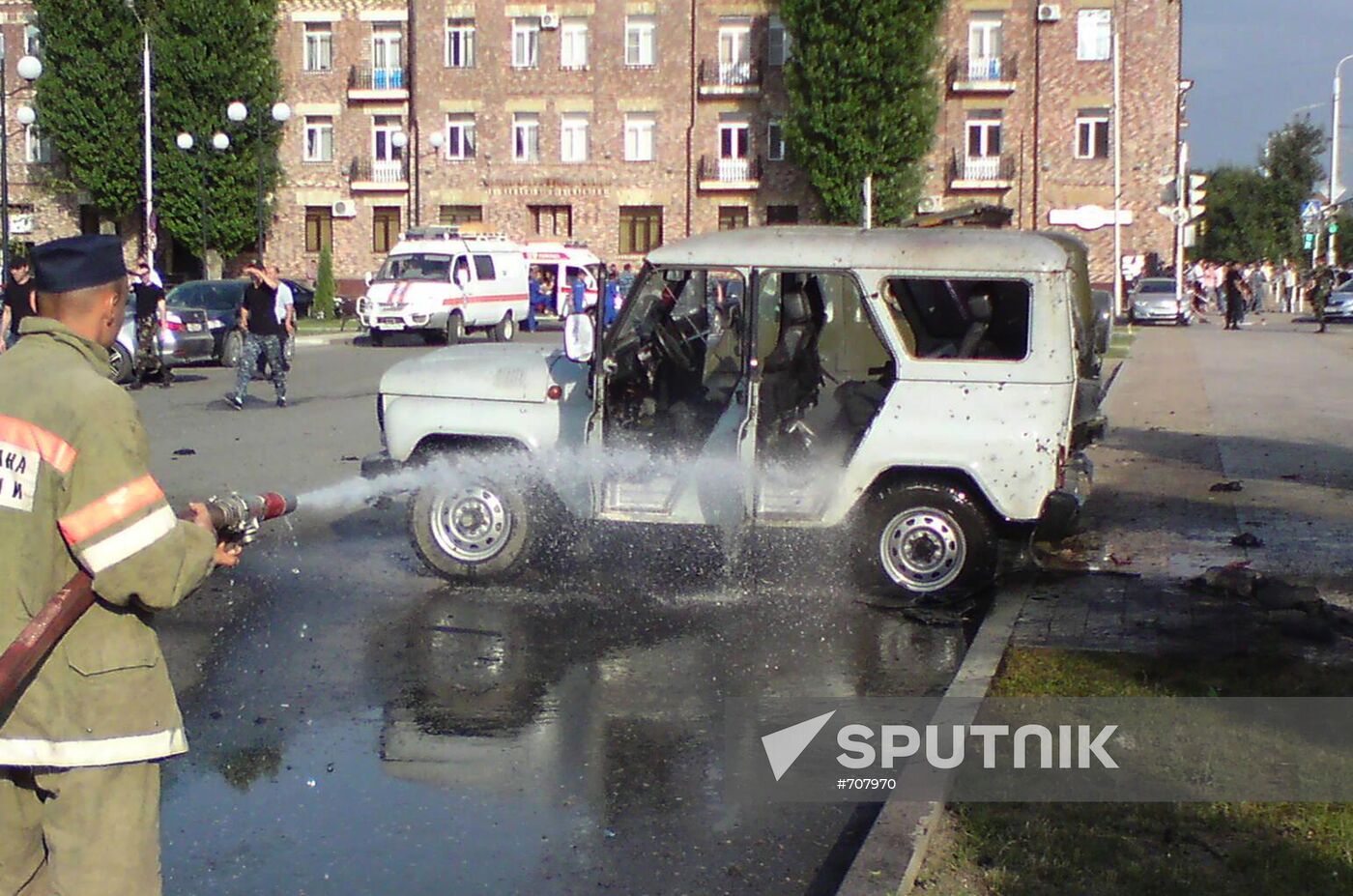 Suicide bomber blows himself up outside Grozny concert hall