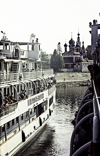 Motor ships at moorage in Uglich