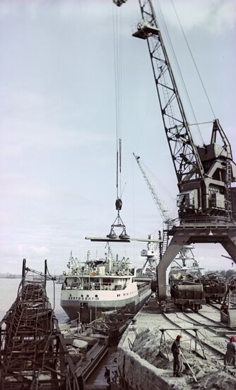 Harbor berth of Cherepovets river port
