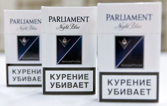 Parliament cigarettes with anti-smoking warning inscriptions