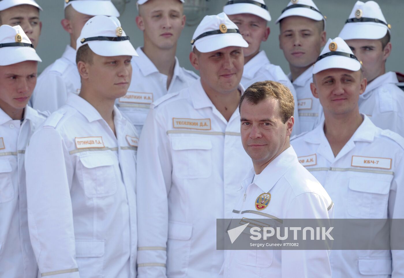Dmitry Medvedev on board cruiser "Pyotr Veliky"