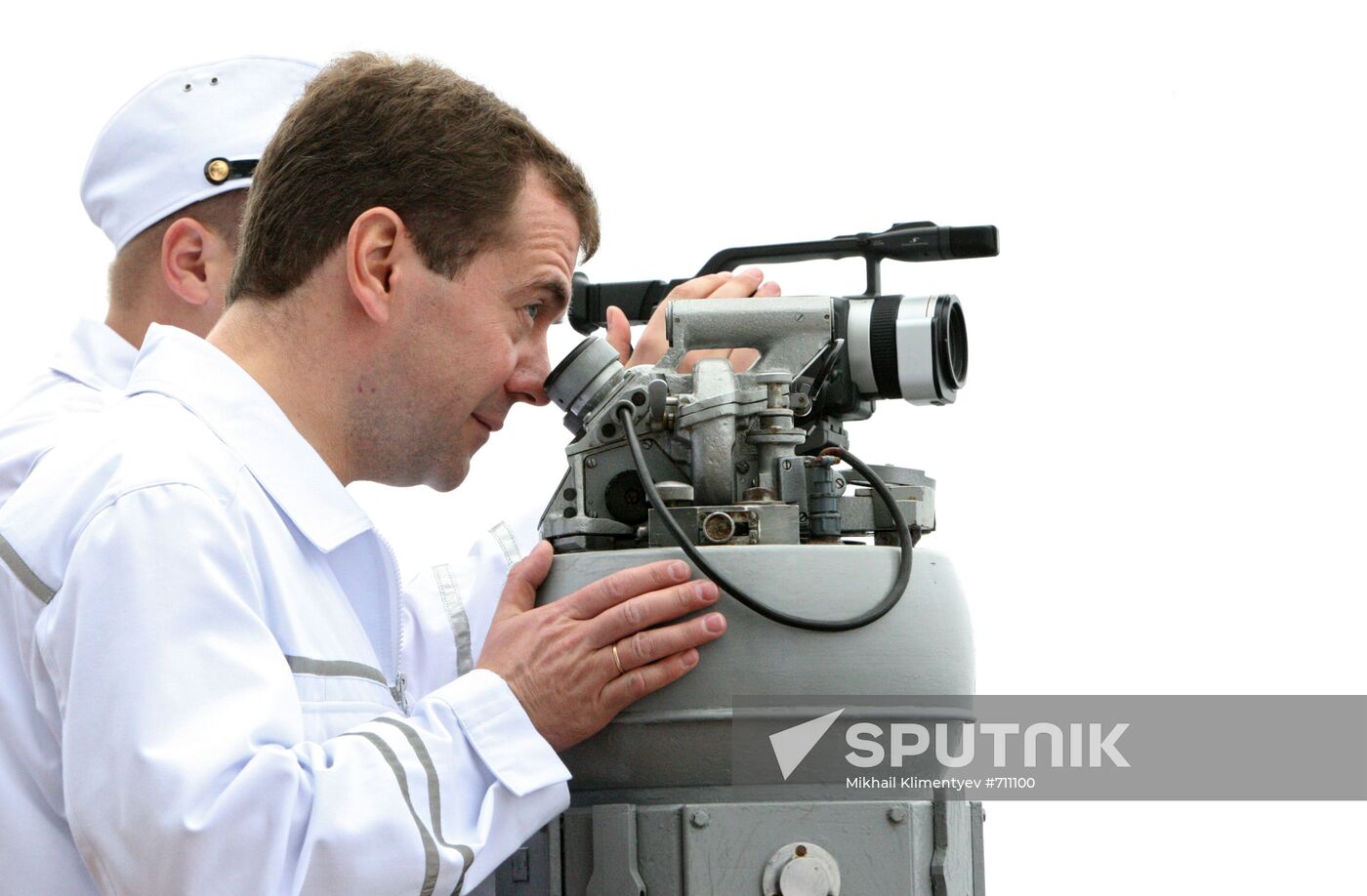 Dmitry Medvedev aboard Pyotr Veliky cruiser