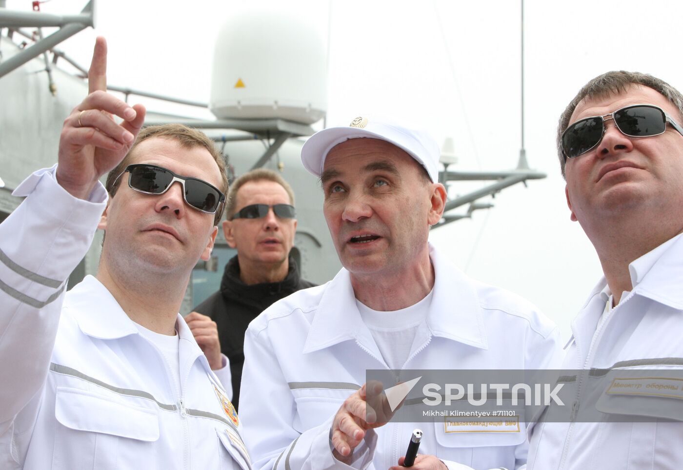 Dmitry Medvedev on board cruiser "Pyotr Veliky"