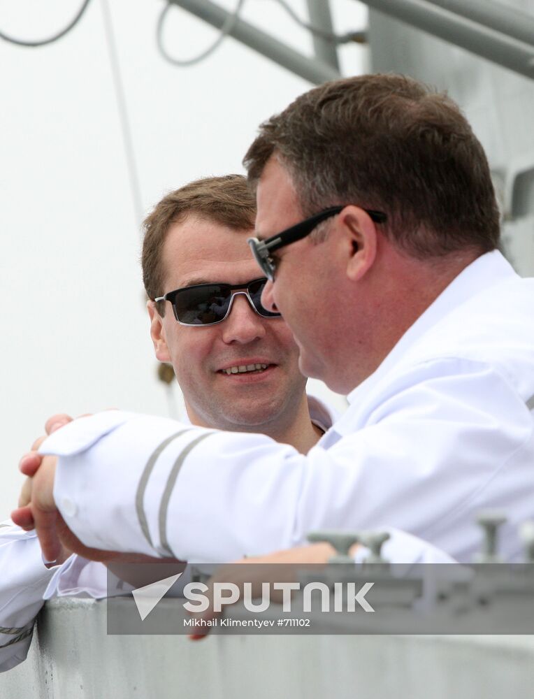 Dmitry Medvedev on board cruiser "Pyotr Veliky"