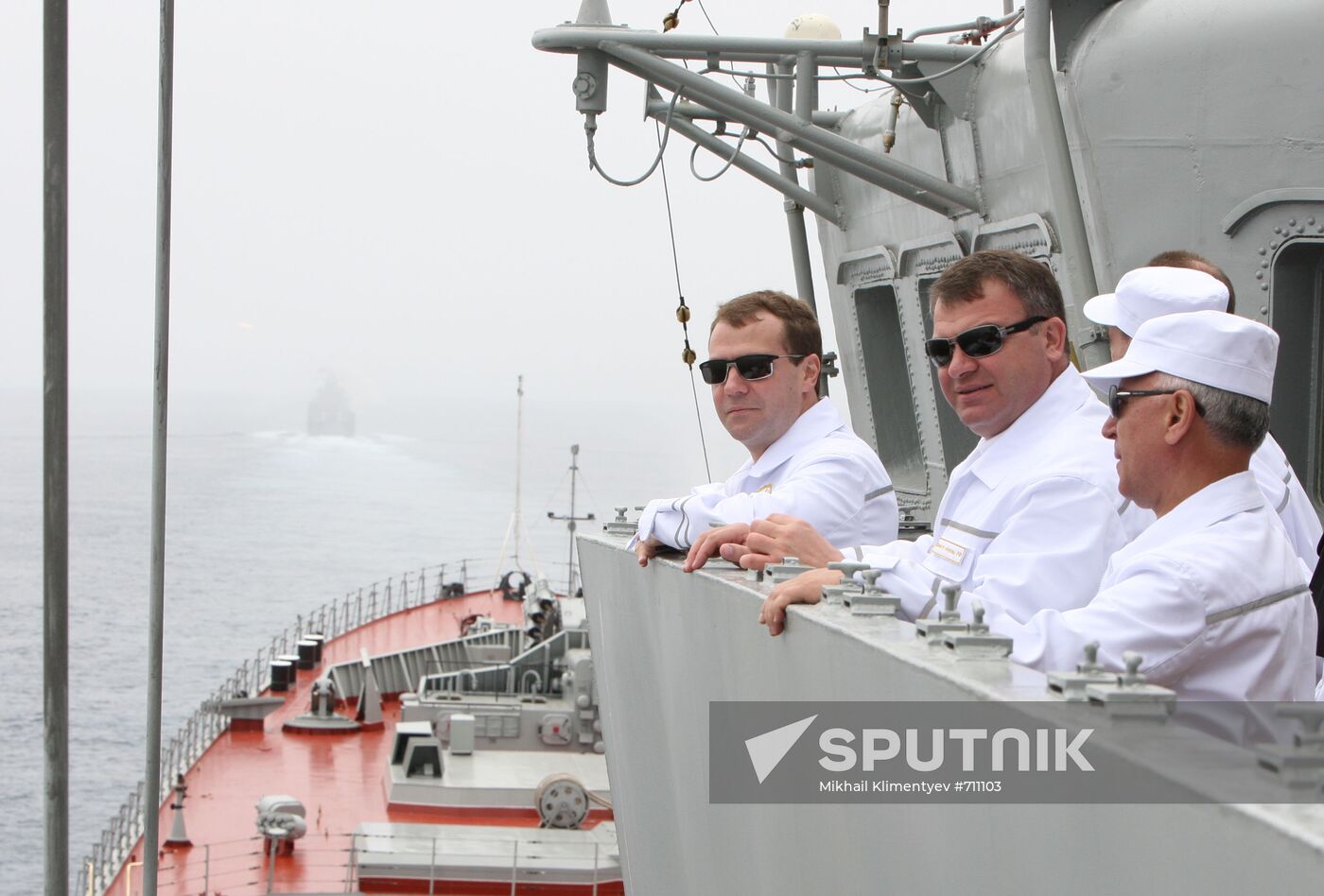 Dmitry Medvedev on board cruiser "Pyotr Veliky"