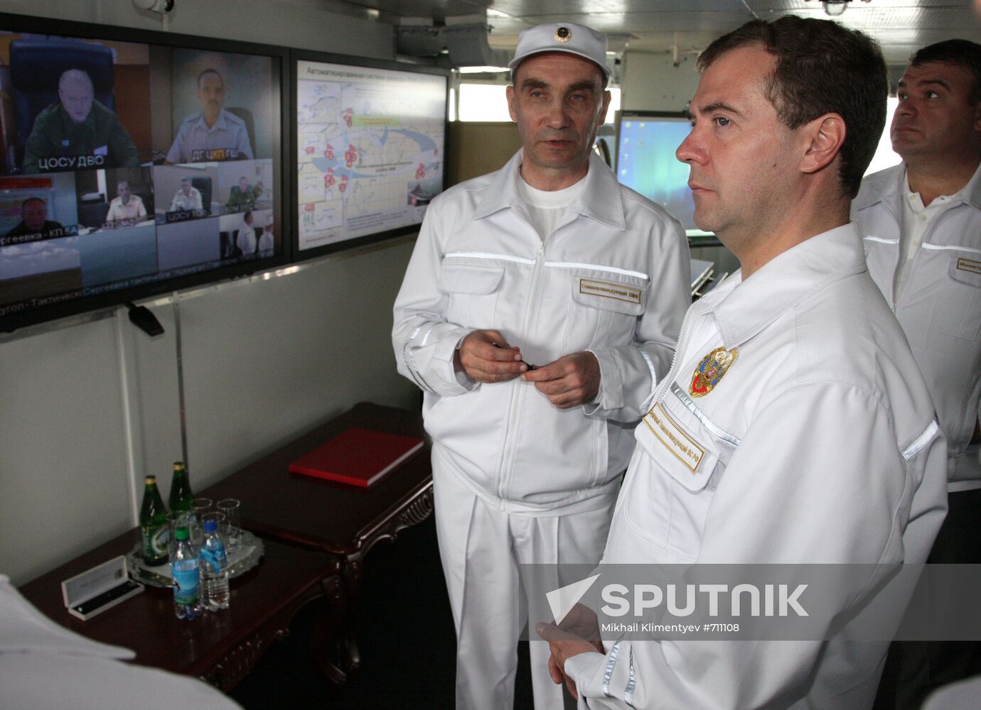 Dmitry Medvedev aboard Pyotr Veliky cruiser