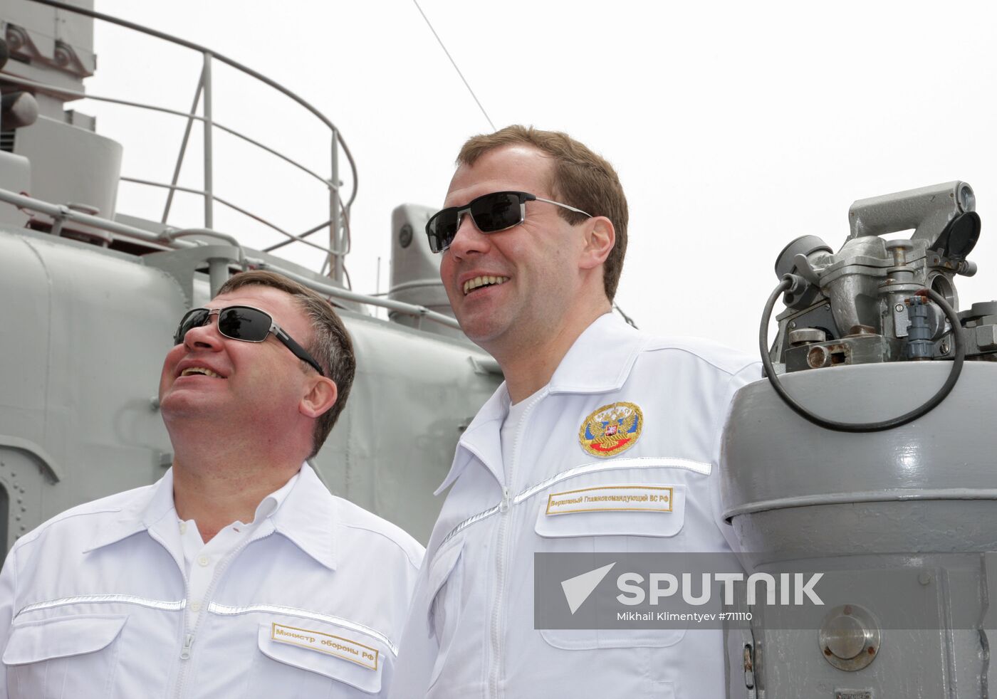 Dmitry Medvedev aboard Pyotr Veliky cruiser