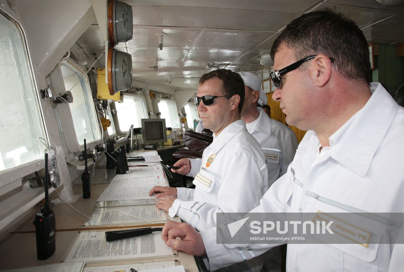 Dmitry Medvedev on board cruiser "Pyotr Veliky"
