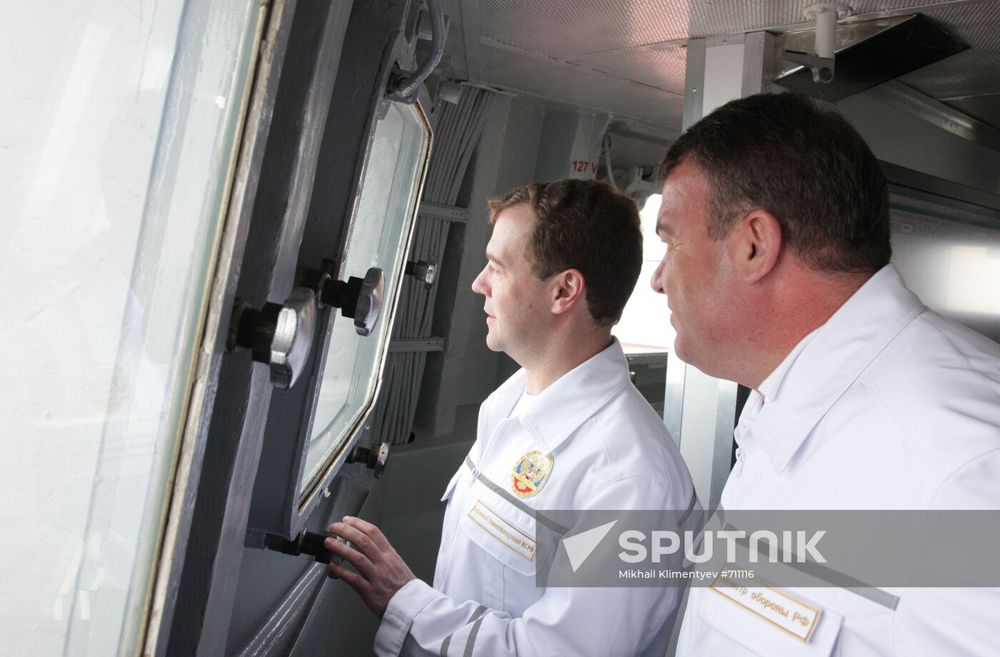 Dmitry Medvedev on board cruiser "Pyotr Veliky"
