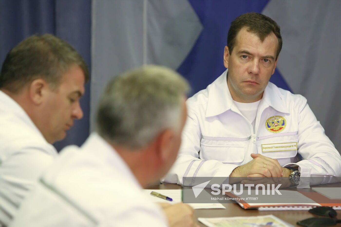 Dmitry Medvedev aboard Pyotr Veliky cruiser