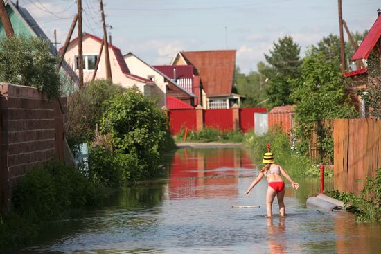 Flooded garden plots in Novosibirsk