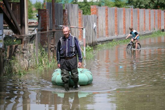 Flooded garden plots in Novosibirsk