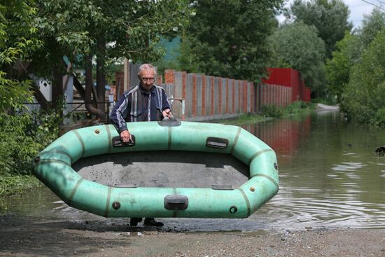 Flooded garden plots in Novosibirsk