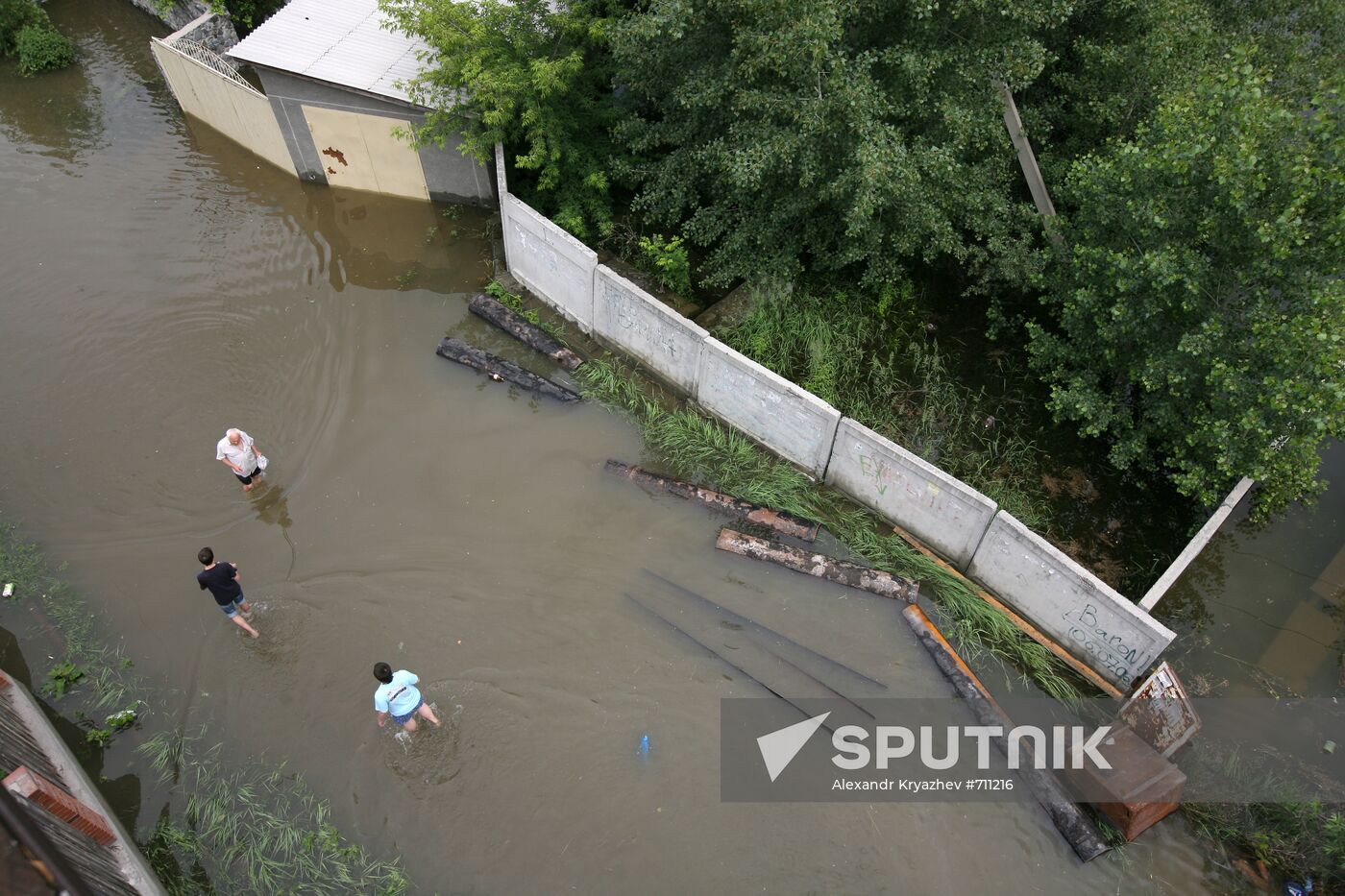 Flooded garden plots in Novosibirsk