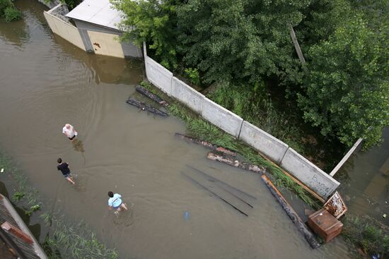 Flooded garden plots in Novosibirsk