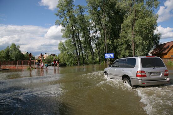 Flooded garden plots in Novosibirsk Region