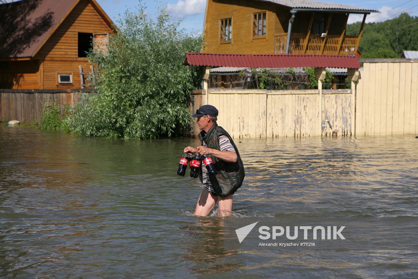 Flooded garden plots in Novosibirsk Region